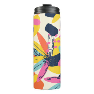 Modern exotic jungle plants illustration pattern. Thermal Tumbler
