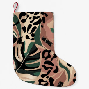 Modern exotic pattern with leopard skin. Creative Small Christmas Stocking