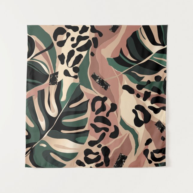 Modern exotic pattern with leopard skin. Creative  Tapestry (Front)