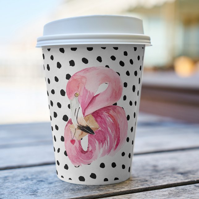 Modern Exotic Pink Watercolor Flamingo & Dots Paper Cups (Creator Uploaded)
