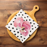 Modern Exotic Pink Watercolor Flamingo & Dots Tea Towel<br><div class="desc">Modern Exotic Pink Watercolor Flamingo & Dots</div>