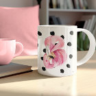 Modern Exotic Pink Watercolor Flamingo & Dots