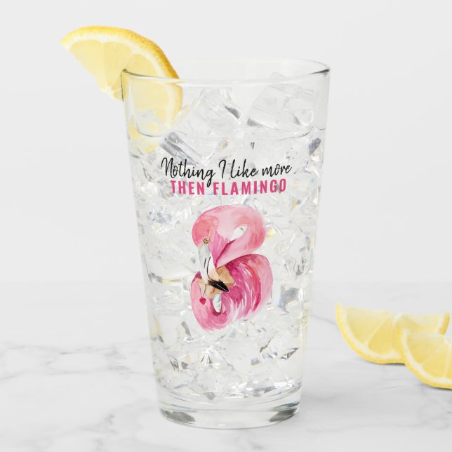 Modern Exotic Pink Watercolor Flamingo Gift Glass (Front Ice)