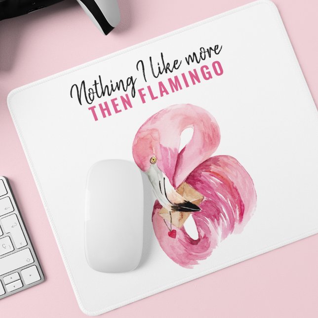 Modern Exotic Pink Watercolor Flamingo Gift Mouse Mat (Creator Uploaded)
