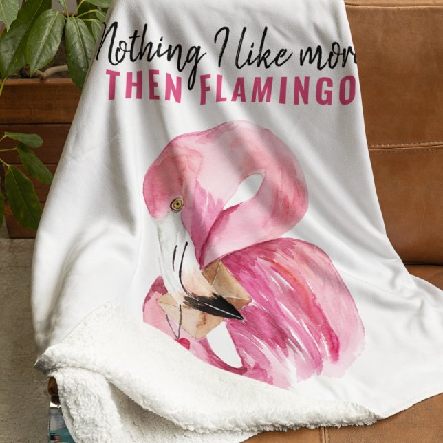 Modern Exotic Pink Watercolor Flamingo Gift Sherpa Blanket (Creator Uploaded)