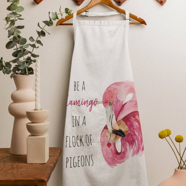 Modern Exotic Pink Watercolor Flamingo With Quote Apron (Creator Uploaded)