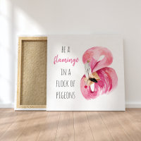 Modern Exotic Pink Watercolor Flamingo With Quote