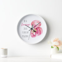 Modern Exotic Pink Watercolor Flamingo With Quote