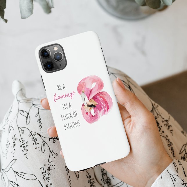 Modern Exotic Pink Watercolor Flamingo With Quote iPhone Case (Creator Uploaded)