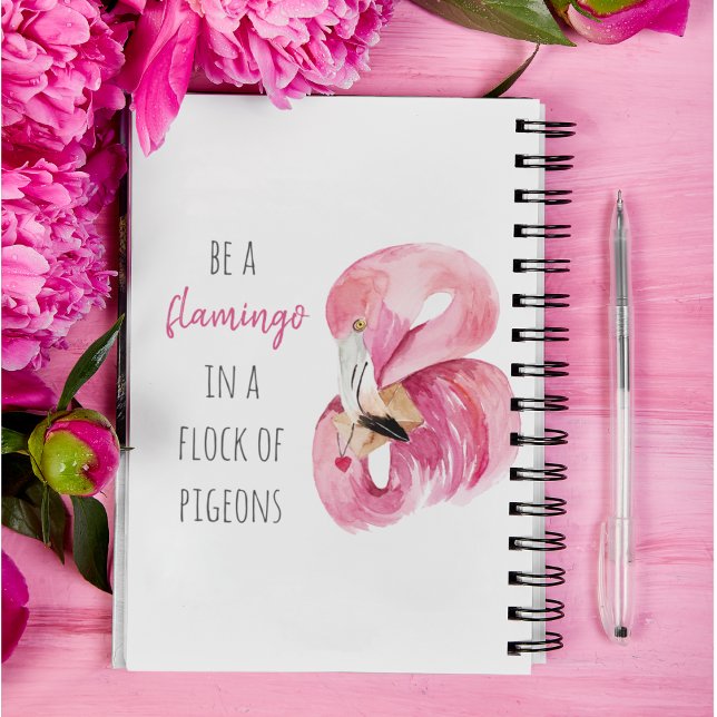 Modern Exotic Pink Watercolor Flamingo With Quote Notebook (Creator Uploaded)