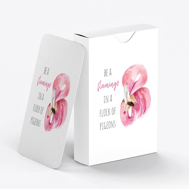 Modern Exotic Pink Watercolor Flamingo With Quote Playing Cards (Creator Uploaded)