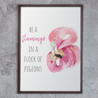 Modern Exotic Pink Watercolor Flamingo With Quote