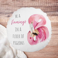 Modern Exotic Pink Watercolor Flamingo With Quote