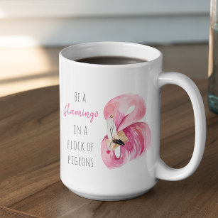 Modern Exotic Pink Watercolor Flamingo With Quote Two-Tone Coffee Mug