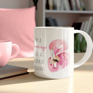 Modern Exotic Pink Watercolor Flamingo With Quote Two-Tone Coffee Mug