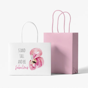 Modern Exotic Stand Tall And BE Fabulous Flamingo Large Gift Bag
