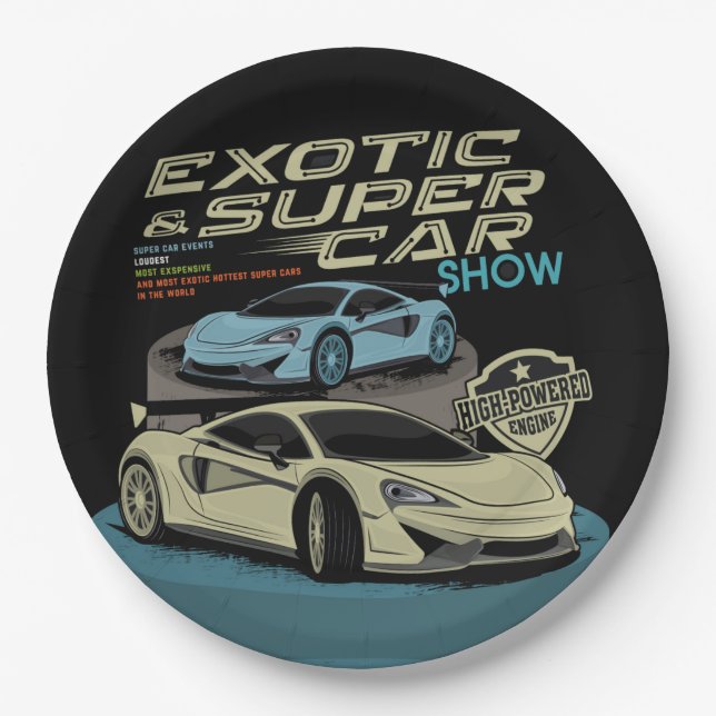 Modern Exotic Supercars | Hypercars Paper Plate (Front)
