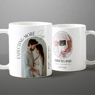 Modern Expecting More Joy Baby Photo Christmas Coffee Mug