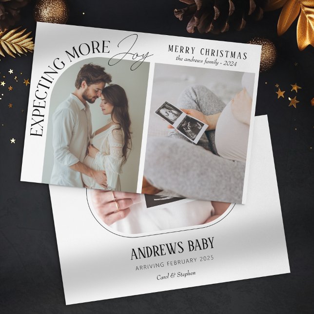 Modern Expecting More Joy Baby Photo Christmas Holiday Card (Creator Uploaded)