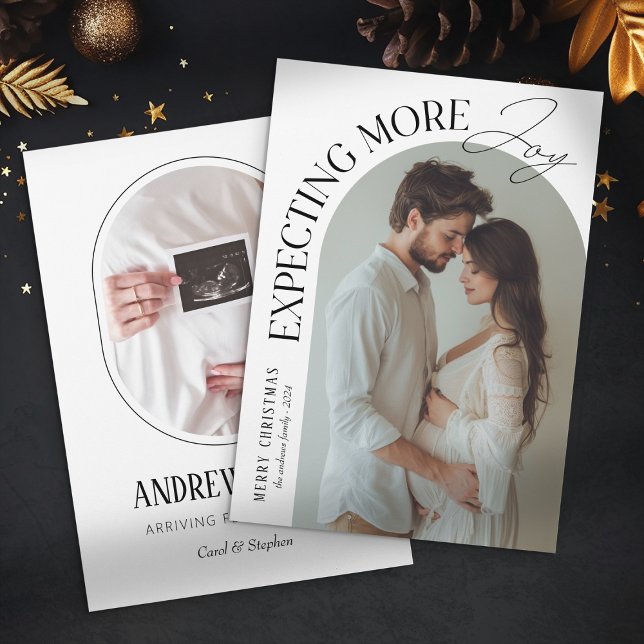 Modern Expecting More Joy Baby Photo Christmas Holiday Card (Creator Uploaded)