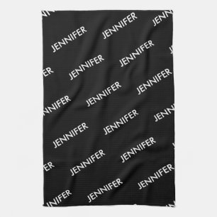Modern Extravagant You Name It Personalised Black  Tea Towel
