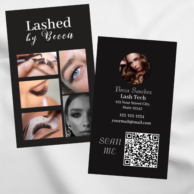 Modern Eye Lash Extension qr code Business Card (Creator Uploaded)