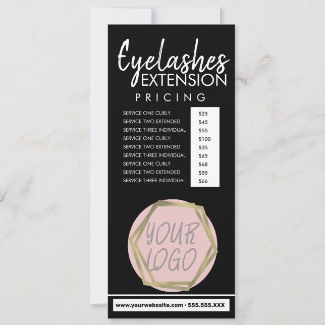 Modern Eyelash Extension Flyer Pricing List D Invitation (Front)