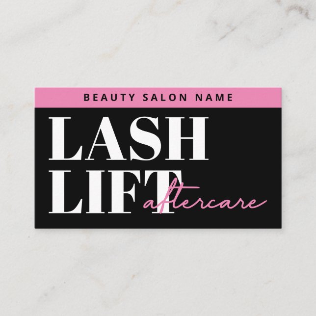 Modern Eyelash Extensions Lash Lift Aftercare Card (Front)