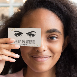 Modern Eyes & Gold Beauty Treatment   Beautician Business Card