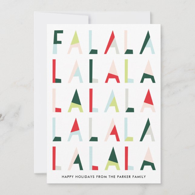 Modern Fa la la Christmas Pine Holiday Card (Front)