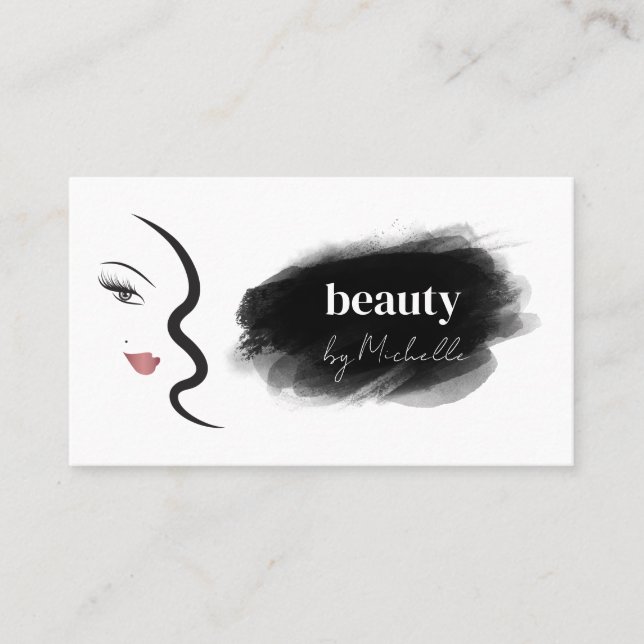 Modern Face Beauty Makeup Minimalist Simple Busine Business Card (Front)