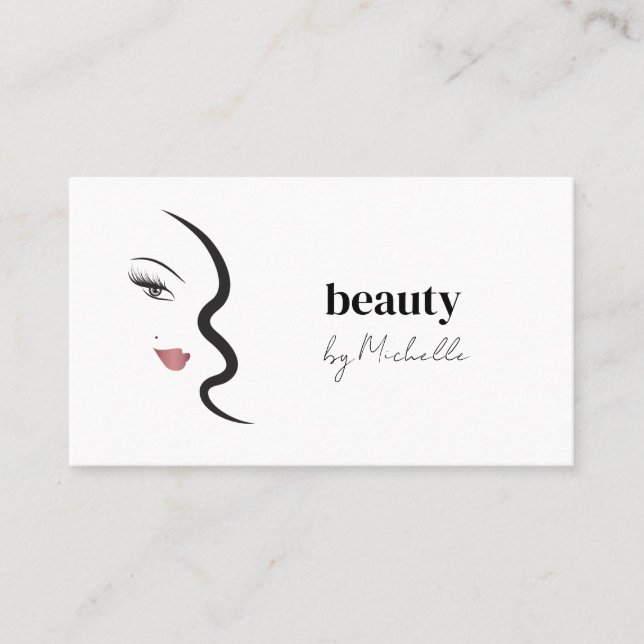 Modern Face Beauty Makeup Minimalist Simple Business Card (Front)