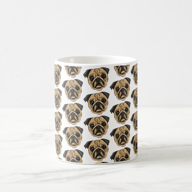 Modern Face Pattern Multiple Dog Mum Dad Gift Pet  Coffee Mug (Center)