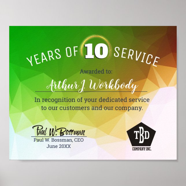 Modern facet universal employee anniversary award poster (Front)