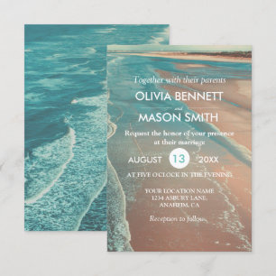 Modern Fade Tropical Beach Sea Wedding Card