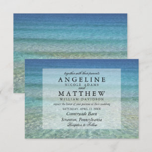 Modern Fade Tropical Beach Sea Wedding Card