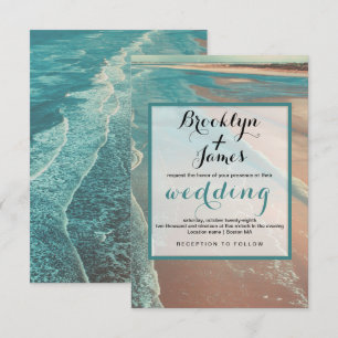 Modern Fade Tropical Beach Sea Wedding Card
