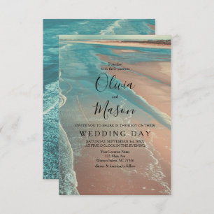 Modern Fade Tropical Beach Sea Wedding Card