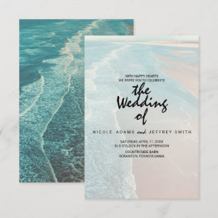 Modern Fade Tropical Beach Sea Wedding Card