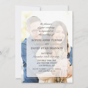 Modern Faded Photo Geometric Wedding Invitation