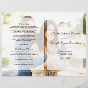 Modern Faded Photo Geometric Wedding Program