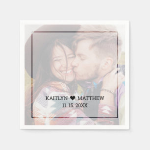 Modern Faded Photo Minimalist Typography Wedding Napkin