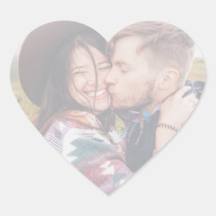 Modern Faded Photo Romantic Couple Heart Sticker