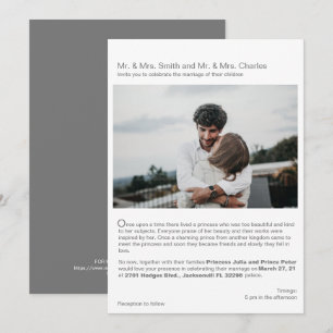 Modern Fairytale Love Story, Photo Wedding Invitation