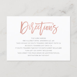 Modern Fairytale Rose Gold Wedding Directions Card