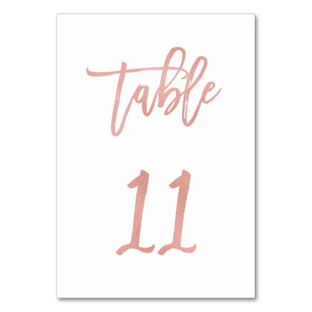 Modern Fairytale Rose Gold Wedding Table Number 11 (Front)