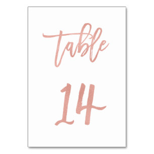 Modern Fairytale Rose Gold Wedding Table Number 14