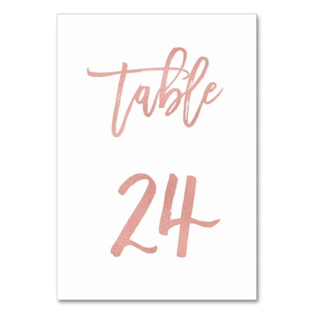 Modern Fairytale Rose Gold Wedding Table Number 24 (Front)
