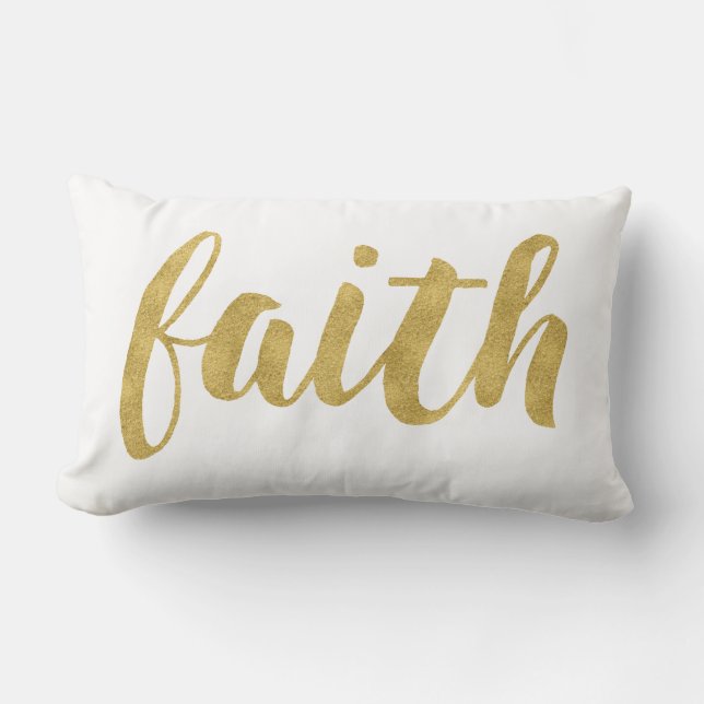 Modern Faith In Gold Decorative Lumbar Cushion (Front)