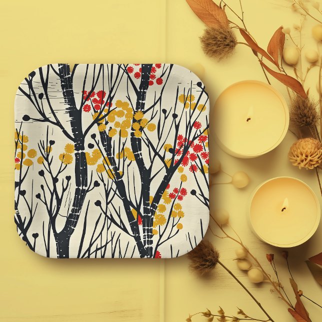 Modern Fall Abstract Scandinavian Paper Plate (Creator Uploaded)